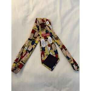 Vintage Peanuts Charlie BrownandGang Snoopy Yellow Polyester Necktie Made in USA